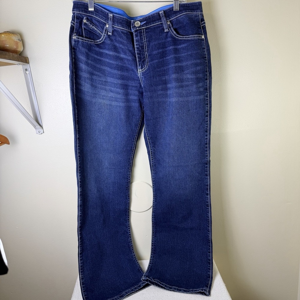 Wrangler Jeans Womens 11 Tall Q Baby Dark Wash Stretch Mid Rise Shaping Bootcut